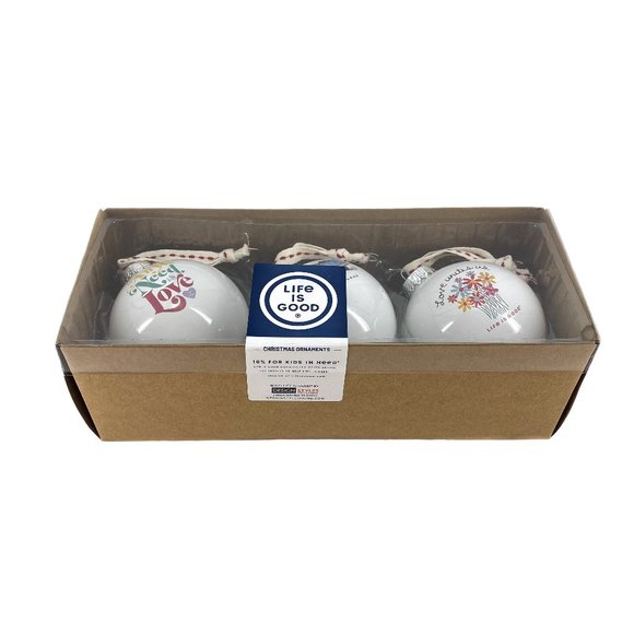LIFE IS GOOD All We Need is Love Christmas Ornaments-Set of 3 - Picture 1 of 14